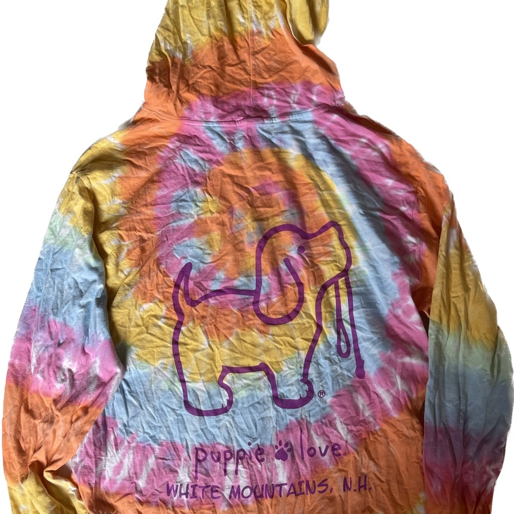 Puppie Love tie dye long sleeve t shirt. White Mountains,NH